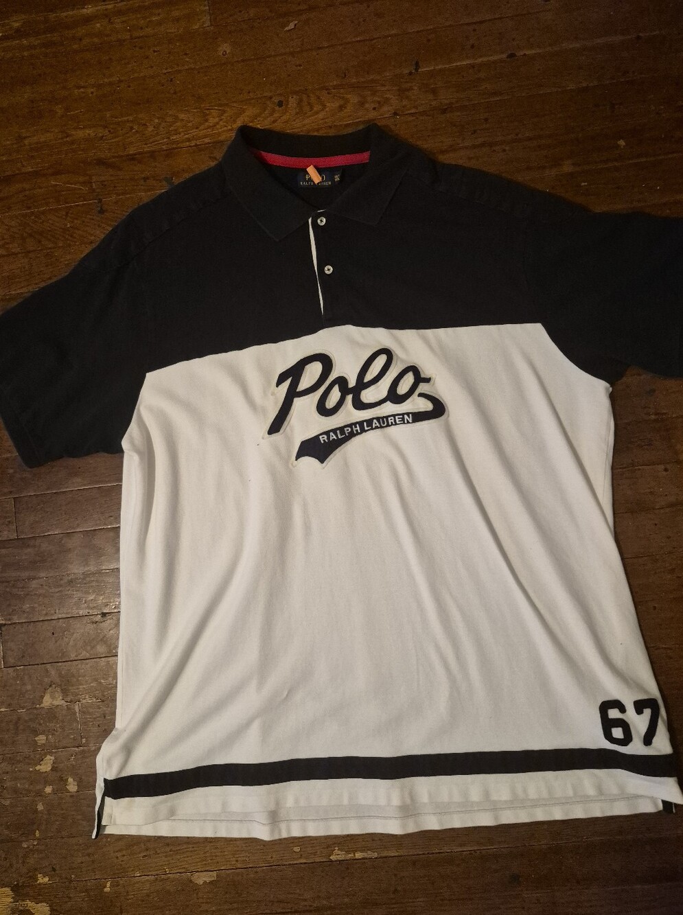 Polo by Ralph Lauren Blue and White Short-Sleeve Script Logo Polo Mens Sz 3XLT